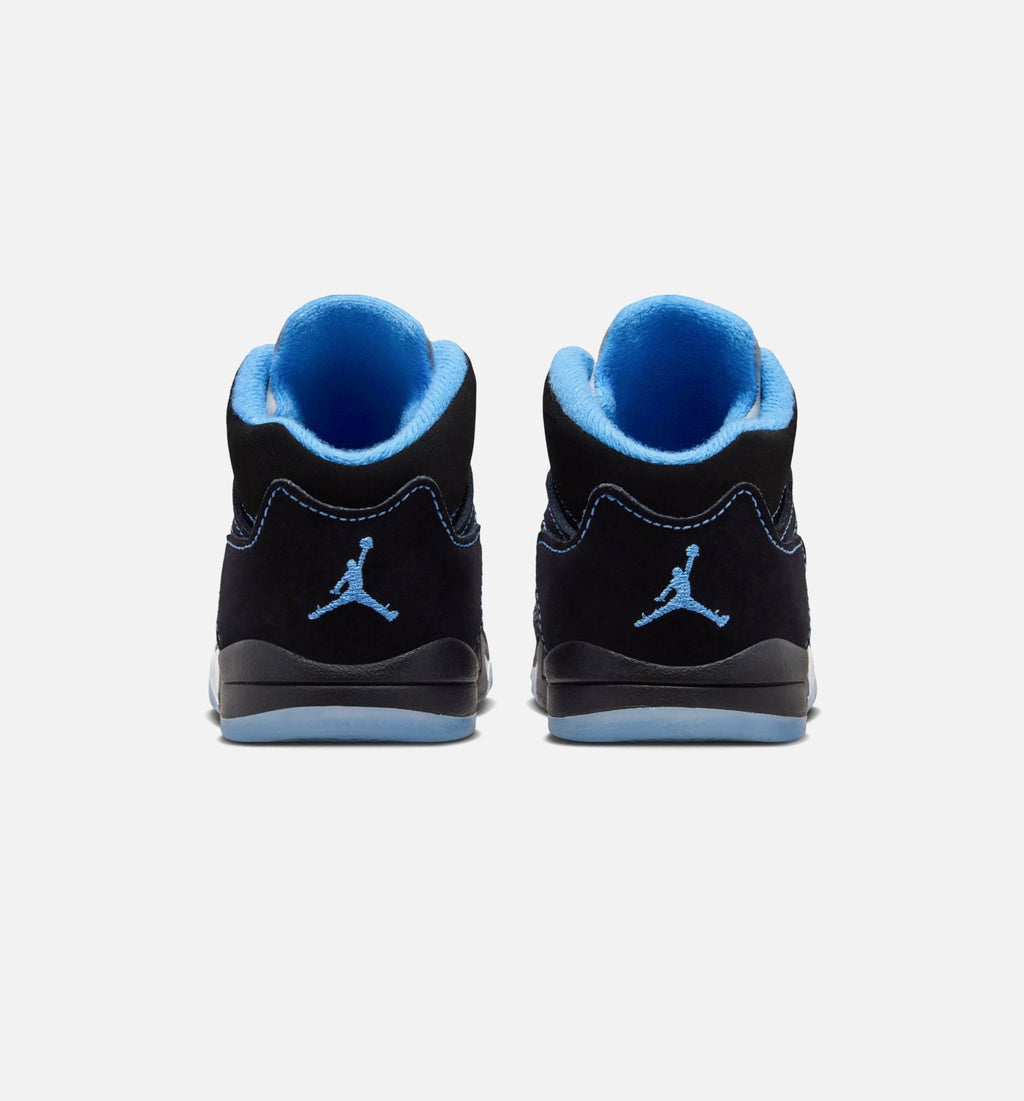Air Jordan 5 Retro 'Black Carolina' - Infant/Toddler Lifestyle Sneaker (Black/University Blue/White)