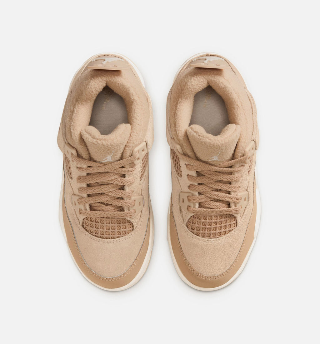 Air Jordan 4 Retro Cozy Girl Preschool Girls' Sneakers - Hemp / Off-White