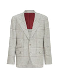 Brunello Cucinelli silk, wool and cashmere Prince-of-Wales flannel deconstructed Cavallo blazer with metal buttons