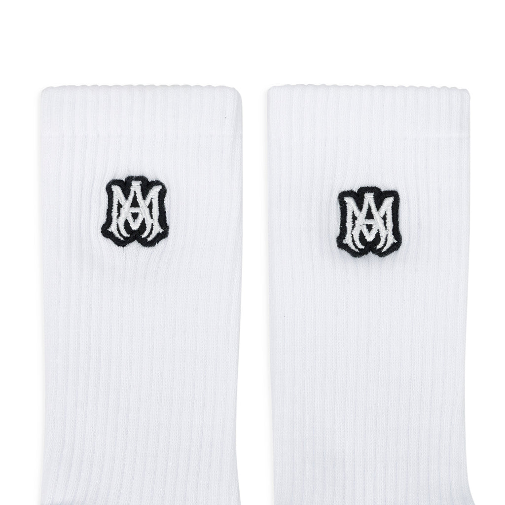 White/Black MA Embroidery Patch Socks