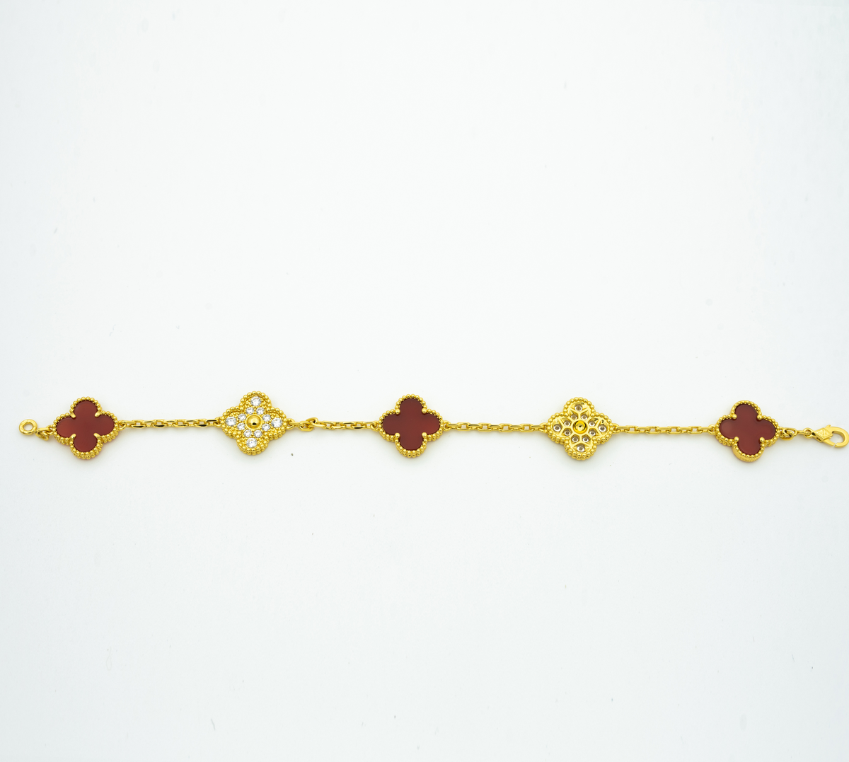 Van Cleef & Arpels CLOVER BRACELET 5 MOTIFS CARNELIAN DIAMOND