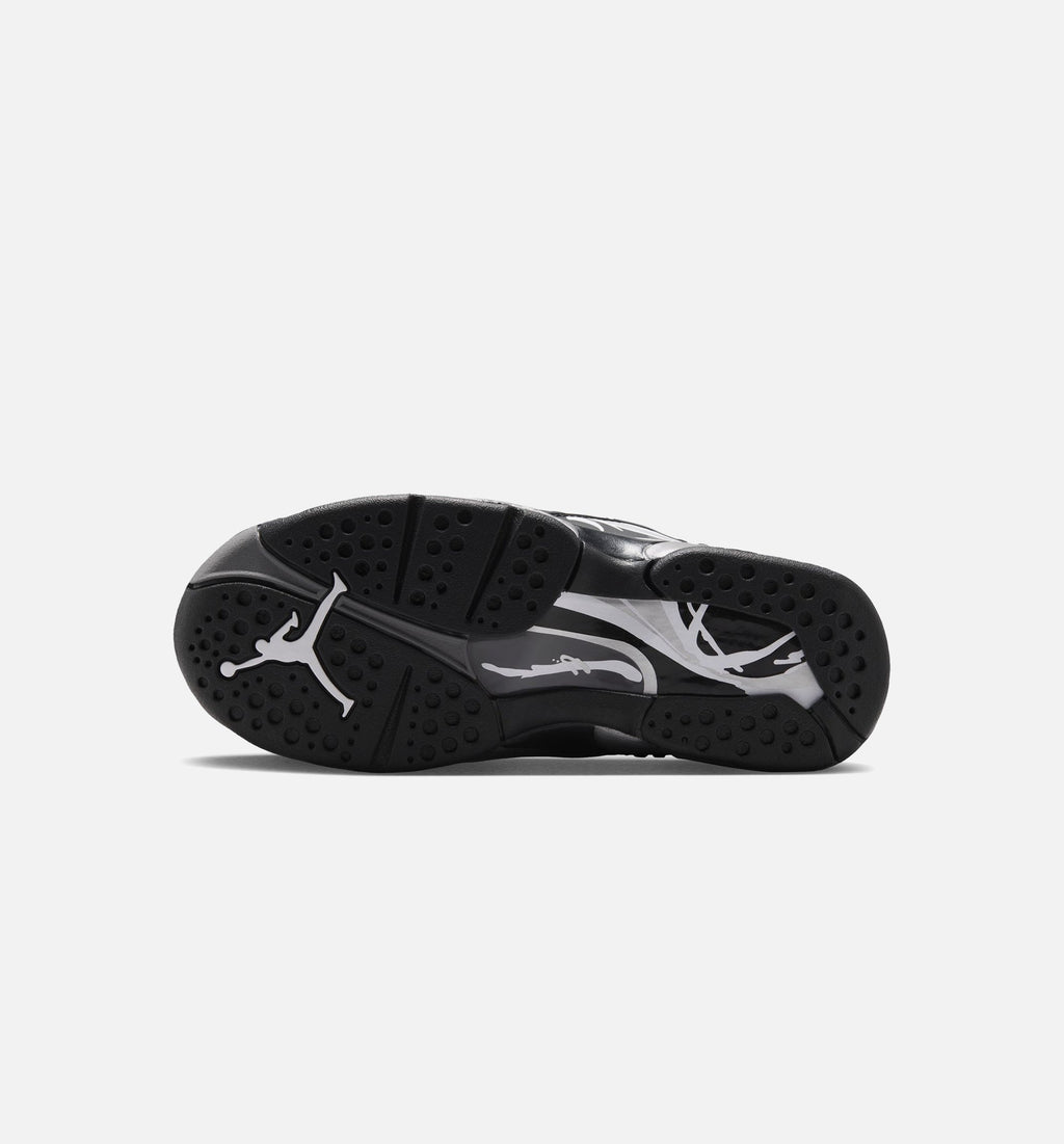 Air Jordan 8 Retro Chrome Black and Light Graphite Grade School Sneakers - Black/White/Light Graphite