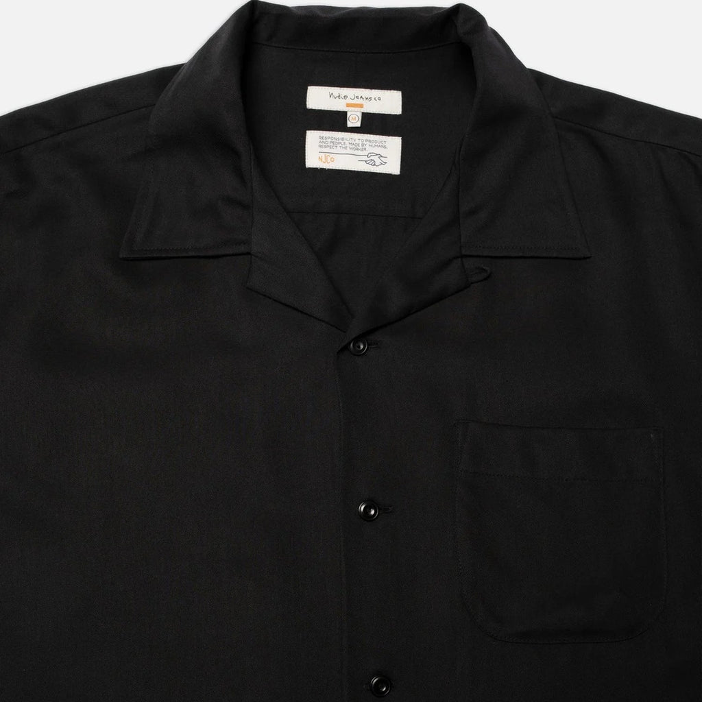 Nudie Jeans Arthur Bowling Shirt Saftey Pin: Black