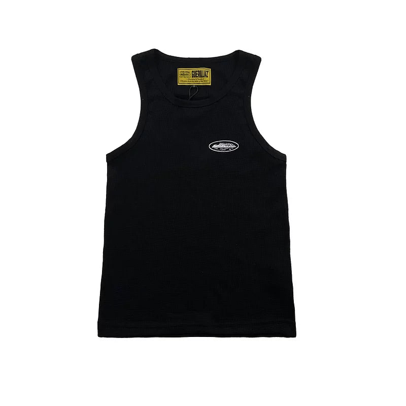 Corteiz Embroidered Logo Tank Top – Black / White