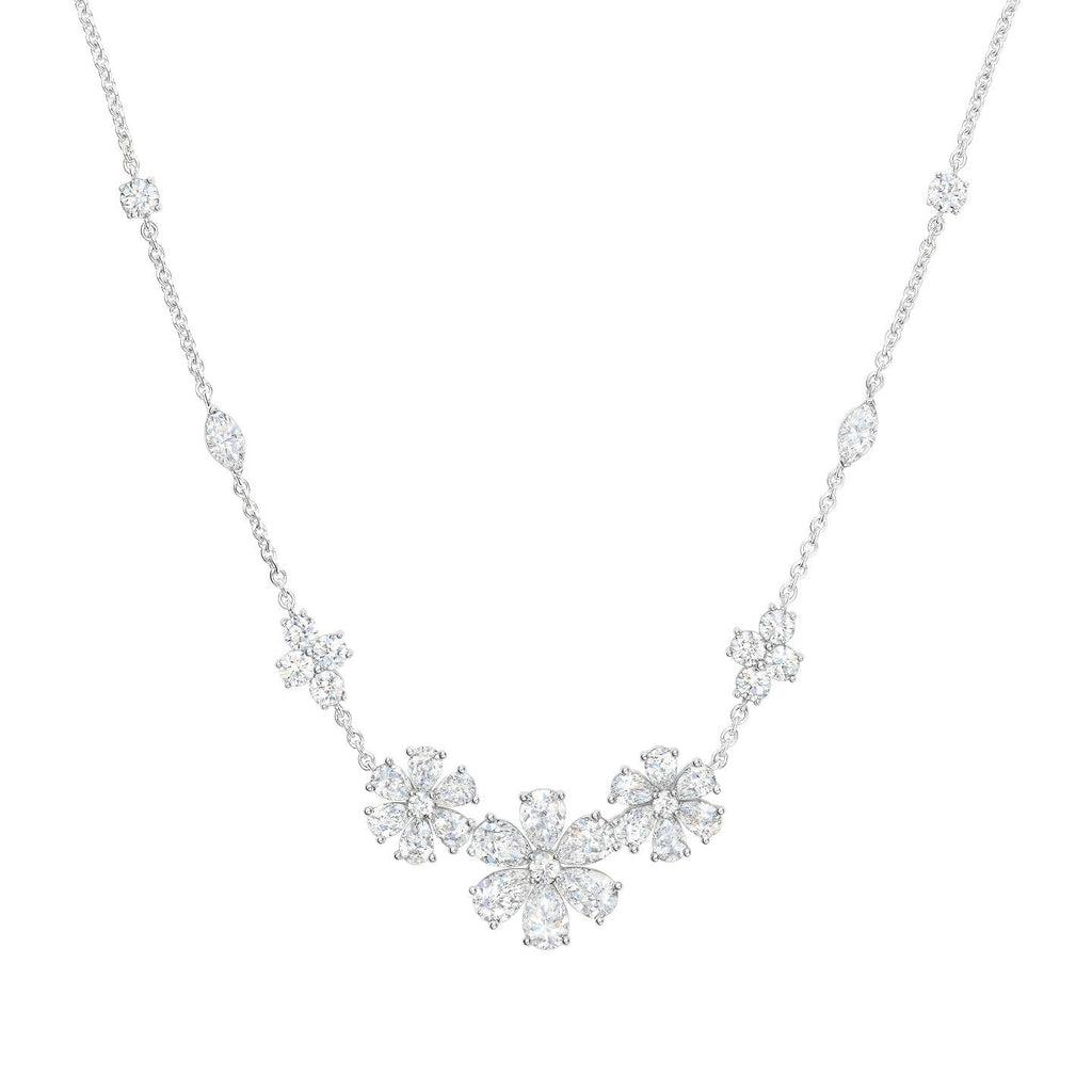 Harry Winston Style Forget-Me-Not Floral Cubic Zirconia Necklace