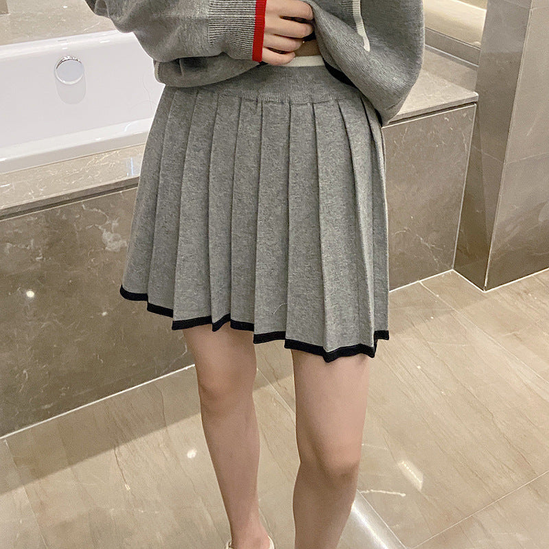 Thom Browne Women's Contrast Hem Wool Short Skirt