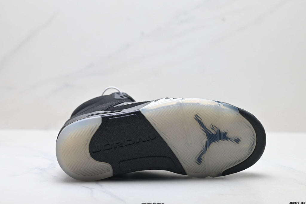 Air Jordan 5 Retro Black Metallic Silver Sneakers