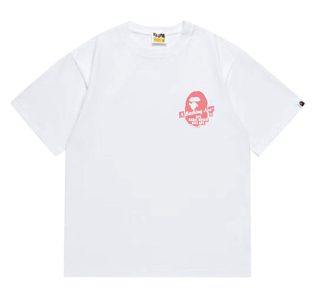 BAPE Pink Accent Ape Circle Graphic T-Shirt