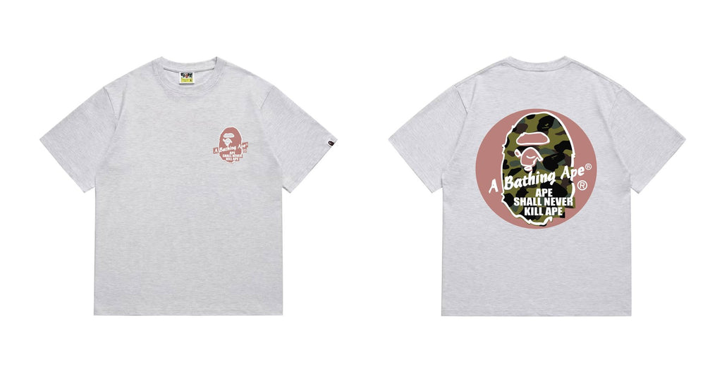BAPE Pink Accent Ape Circle Graphic T-Shirt