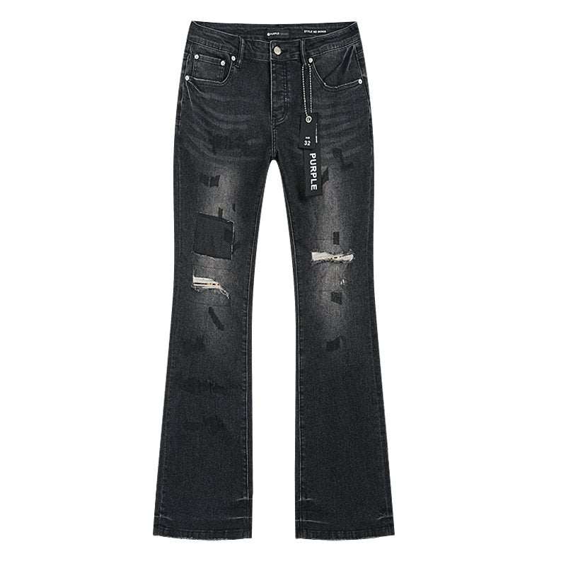 Purple Brand Black Distressed Bootcut Jeans
