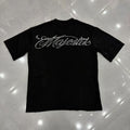 MAJESTIK Rhinestone-Style Script Graphic T-Shirt