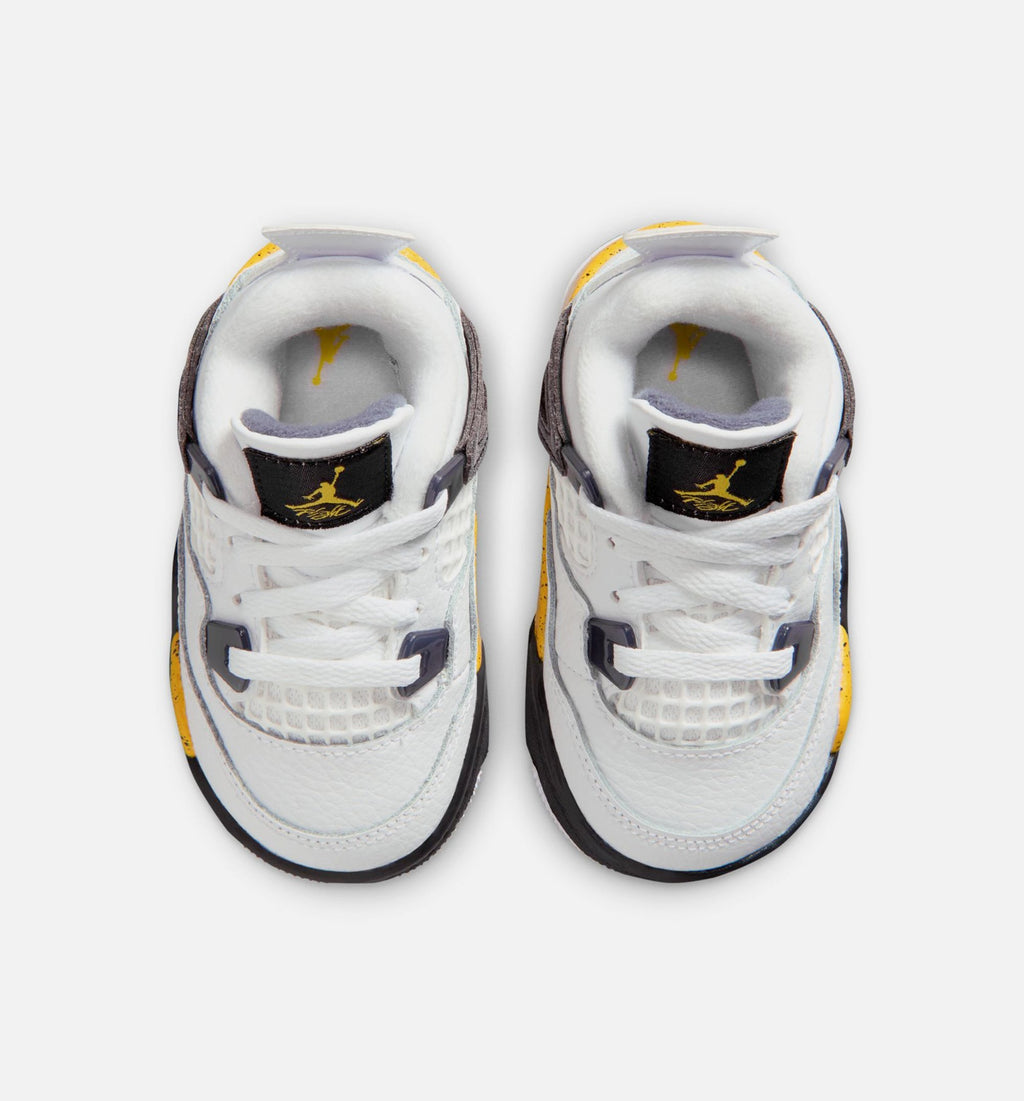Air Jordan 4 Retro Rare Air Tour Yellow Infant & Toddler Lifestyle Shoe – White / Dark Blue Grey / Black / Tour Yellow