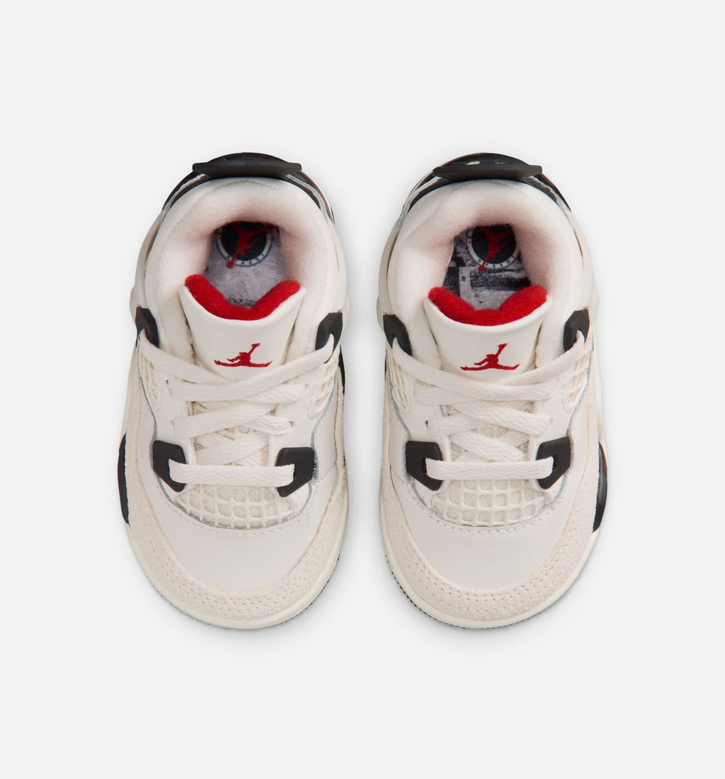 Air Jordan 4 Retro 'Flight Club' Infant Toddler Lifestyle Shoes | Sail / Black / University Red