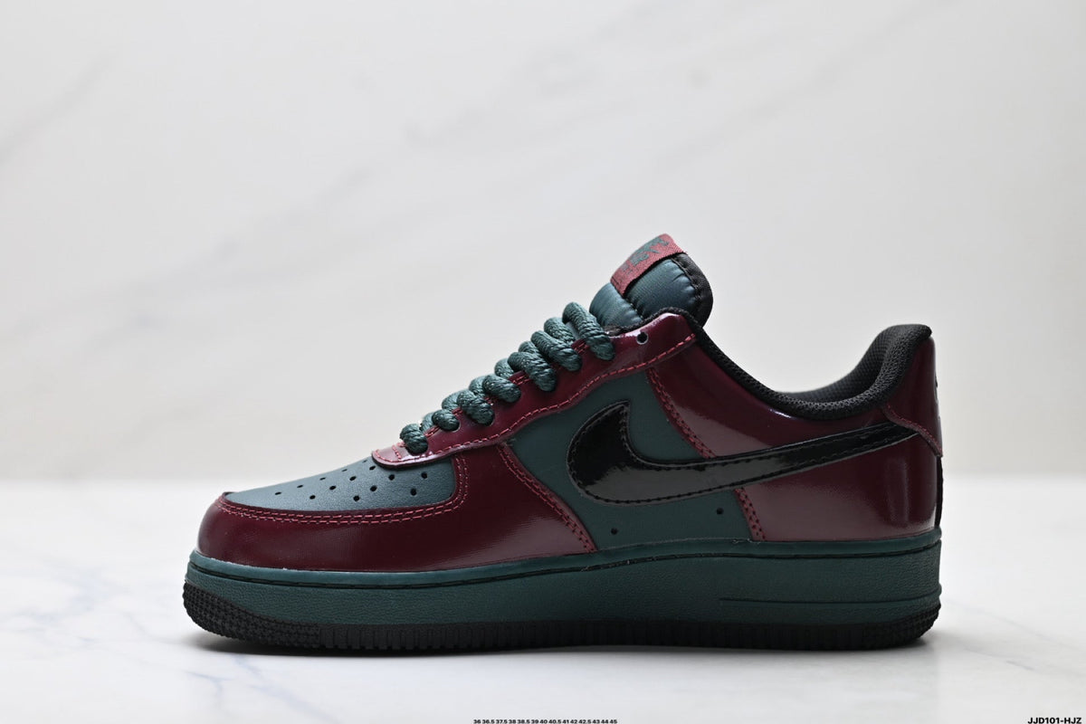 Nike Air Force 1 Low Burgundy Teal Black Unisex Sneakers Style 16