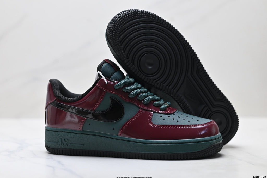 Nike Air Force 1 Low Burgundy Teal Black Unisex Sneakers Style 16