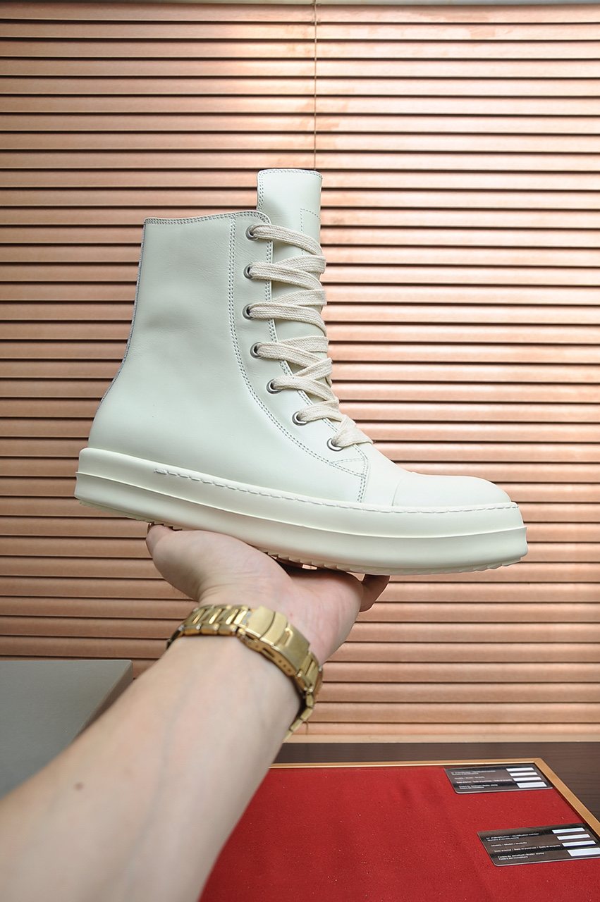 Rick Owens Off-White High-Top Sneakers