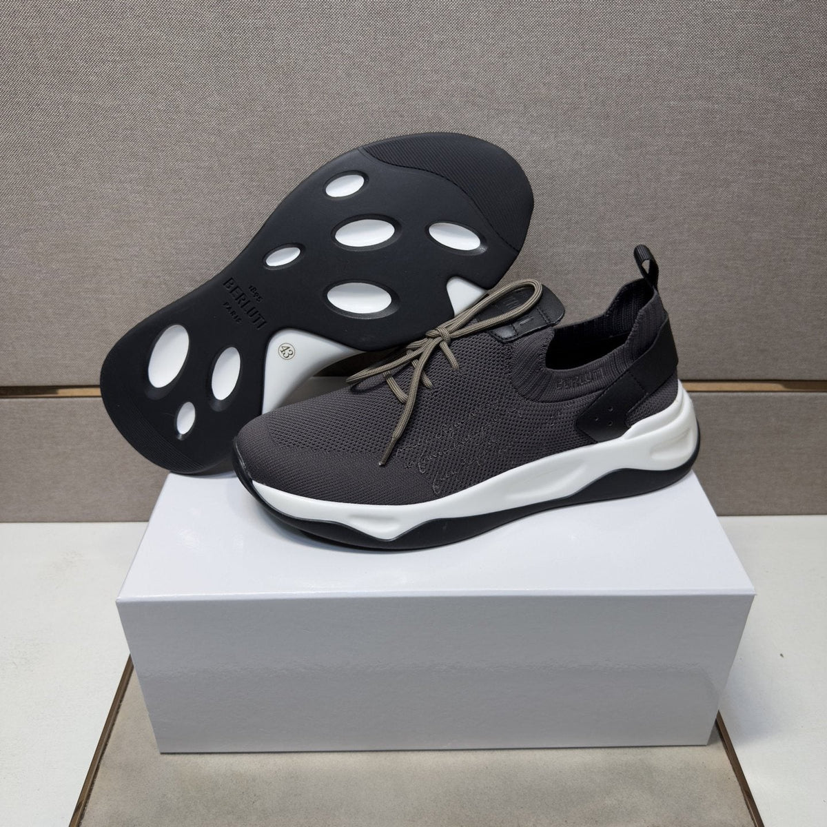 Berluti Charcoal Gray Lace-Up Sneakers