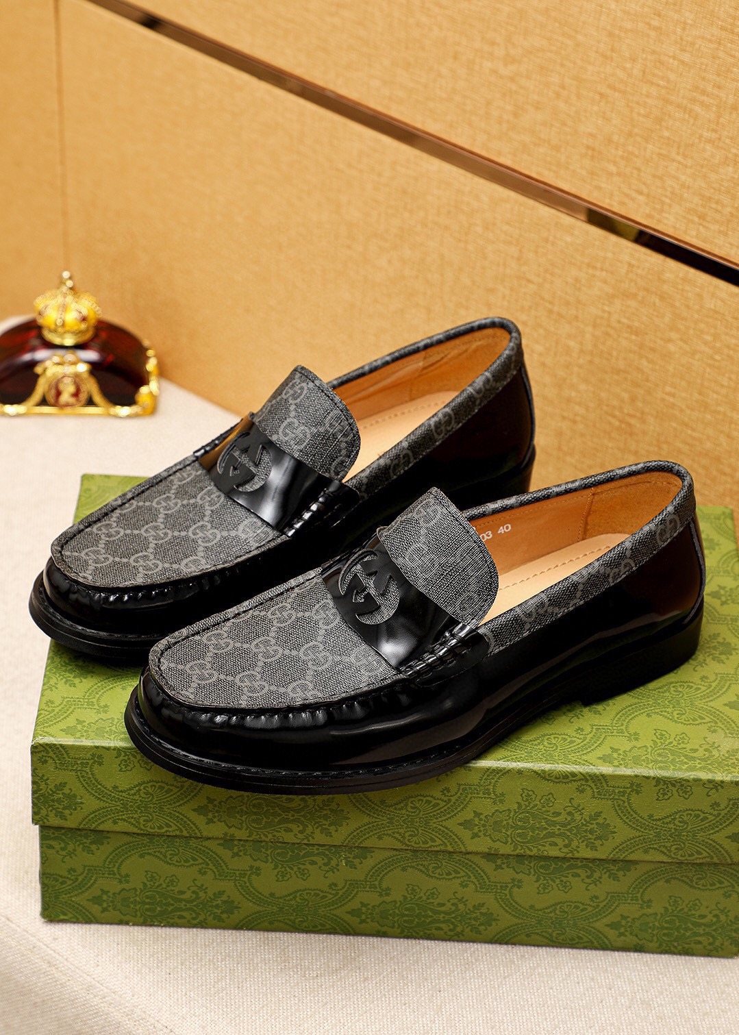 Gucci Patent Monogram Loafers