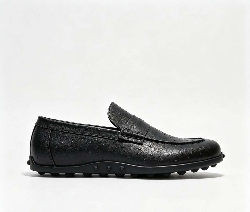 Hermès Textured Studded-Sole Loafers