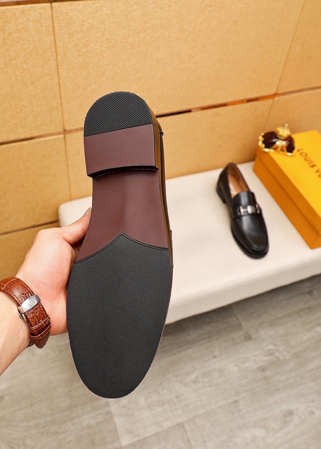 Louis Vuitton Black Metal-Accent Loafers - Leather Lining