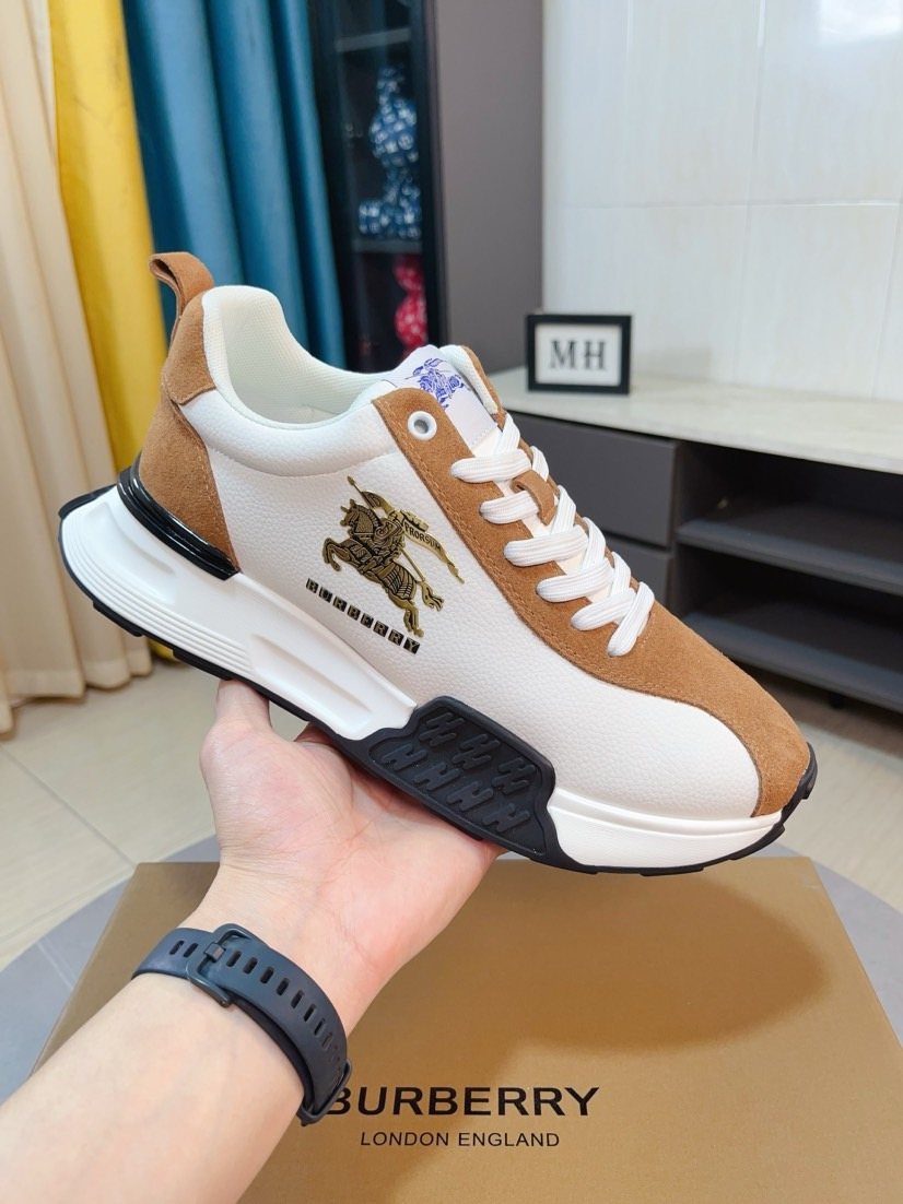 Burberry Men's Contrast-Panel Lace-Up Sneakers