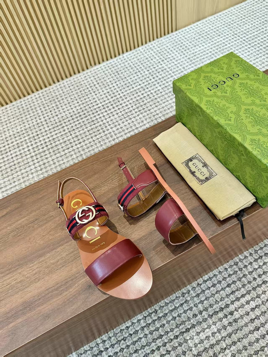 Gucci Logo Hardware Ankle-Strap Sandals