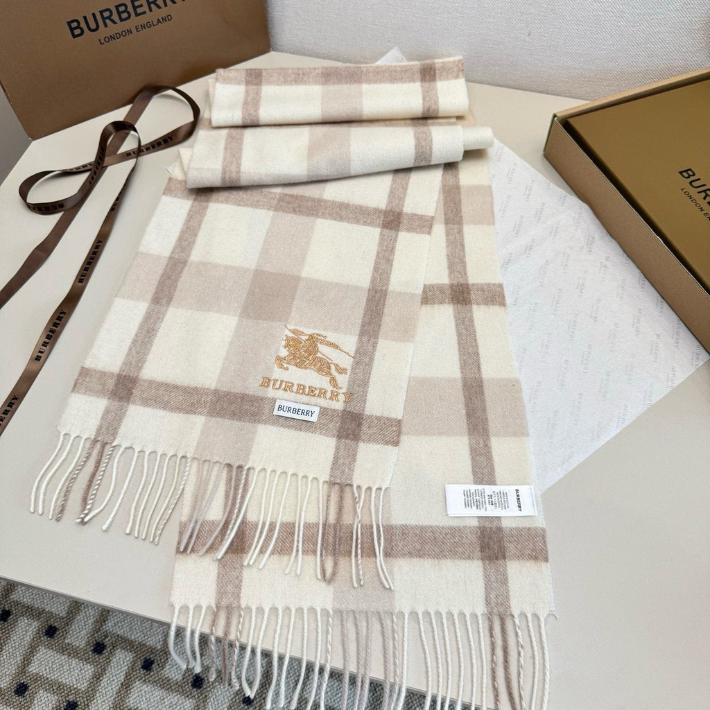 Burberry Pink Plaid Fringed Scarf