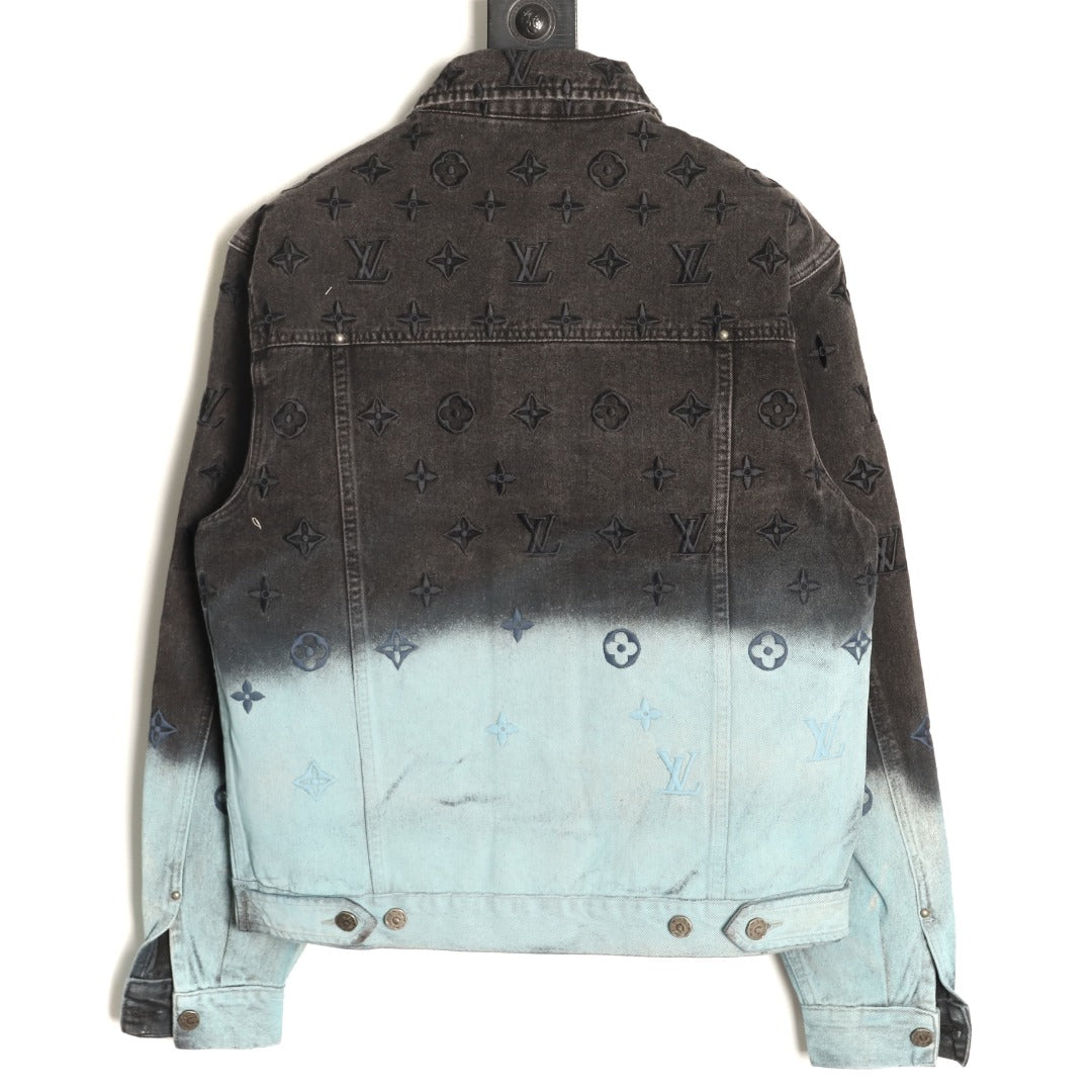 Louis Vuitton Gradient Monogram-Style Denim Jacket - Charcoal and Blue
